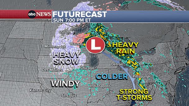 PHOTO: By this evening, heavy snow will be falling across parts of MN/IA/WI. Windy conditions will lead to blowing snow at times and lower visibility. Locally this could cause some travel impacts in the region. (ABC News)