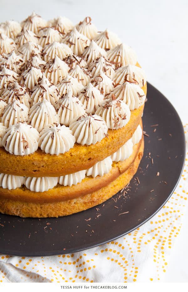 <p>To really delight your tastebuds, check out this tiered pumpkin beauty. The cakes are soaked with coffee liqueur and are complemented by a fluffy mascarpone frosting.</p><p><strong>Get the recipe at <a href="https://thecakeblog.com/2015/11/pumpkin-tiramisu-cake.html" rel="nofollow noopener" target="_blank" data-ylk="slk:The Cake Blog;elm:context_link;itc:0;sec:content-canvas" class="link ">The Cake Blog</a>.</strong></p><p><strong><a class="link " href="https://go.redirectingat.com?id=74968X1596630&url=https%3A%2F%2Fwww.walmart.com%2Fsearch%2F%3Fquery%3Dcake%2Bpans&sref=https%3A%2F%2Fwww.thepioneerwoman.com%2Ffood-cooking%2Fmeals-menus%2Fg33565118%2Fpumpkin-dessert-recipes%2F" rel="nofollow noopener" target="_blank" data-ylk="slk:SHOP CAKE PANS;elm:context_link;itc:0;sec:content-canvas">SHOP CAKE PANS</a><br></strong></p>