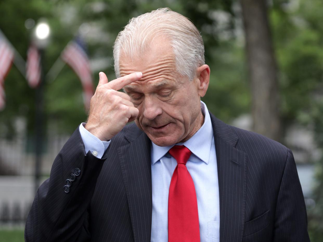 Director of Trade and Manufacturing Policy Peter Navarro speaks to members of the press outside the West Wing of the White House June 18, 2020 in Washington, DC. Navarro spoke on former National Security Adviser John Bolton’s new book “The Room Where It Happened.”