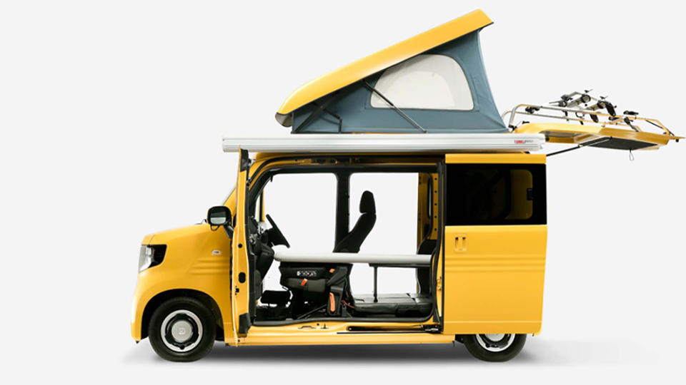 Honda N-Van Camper Concept微型露營車，簡單小巧且機能俱全的設計，提供獨身主義者一個完美的移動庇護所。(圖片來源/ Honda)