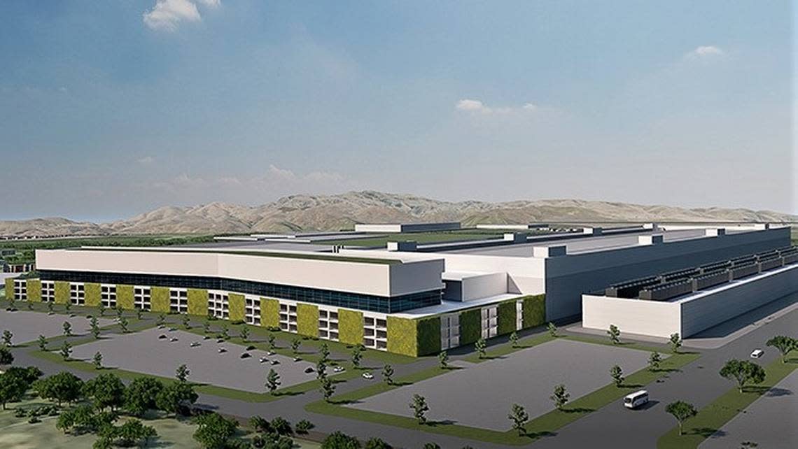 An architect’s rendering of the $15 billion memory-manufacturing fab that Micron Technology Inc. announced Thursday, Sept. 1, 2022, for its Southeast Boise headquarters campus.