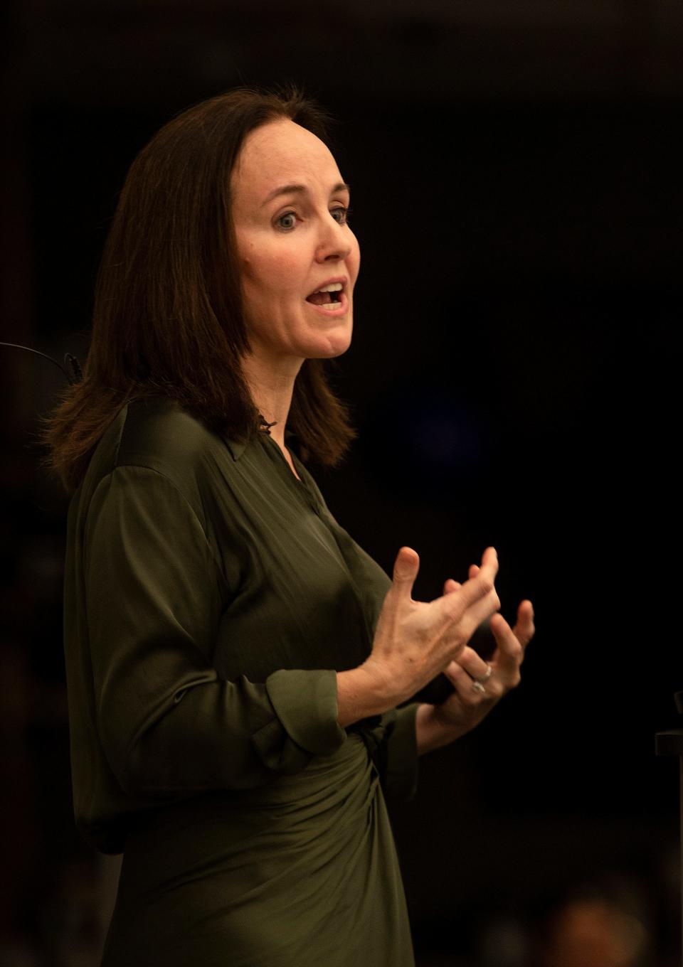 Pediatric surgeon Dr. Dana Suskind, author of the book "Parent Nation, Unlocking Every Child's Potential, Fulfilling Society's Promise," speaks about talking and interacting with young children helps maximize their brain development Sunday, June 12, 2022 during CivicCon at the Studer Community Institute in Pensacola.