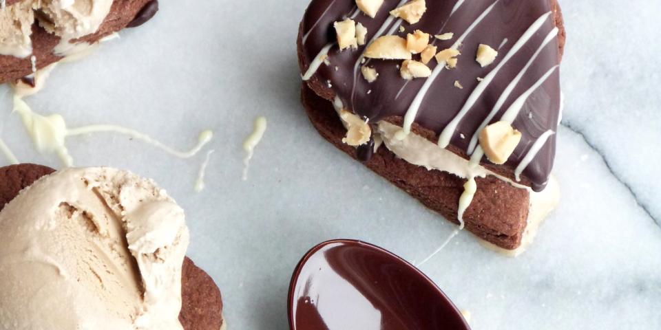 Chocolate, Peanut Butter and Coffee Ice Cream Sandwiches