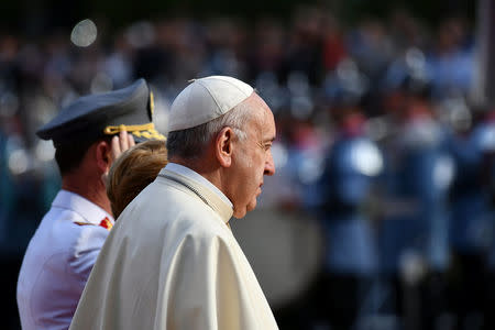 El papa Francisco en su visita en Chile en el Palacio de La Moneda el 16 de enero de 2018. REUTERS/Vincenzo Pinto