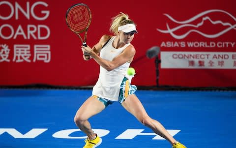 Elina Svitolina of Ukraine hits a return during her second round women's singles match against Nao Hibino of Japan at the Hong Kong Open tennis tournament on October 11, 2018 - Credit: Getty Images