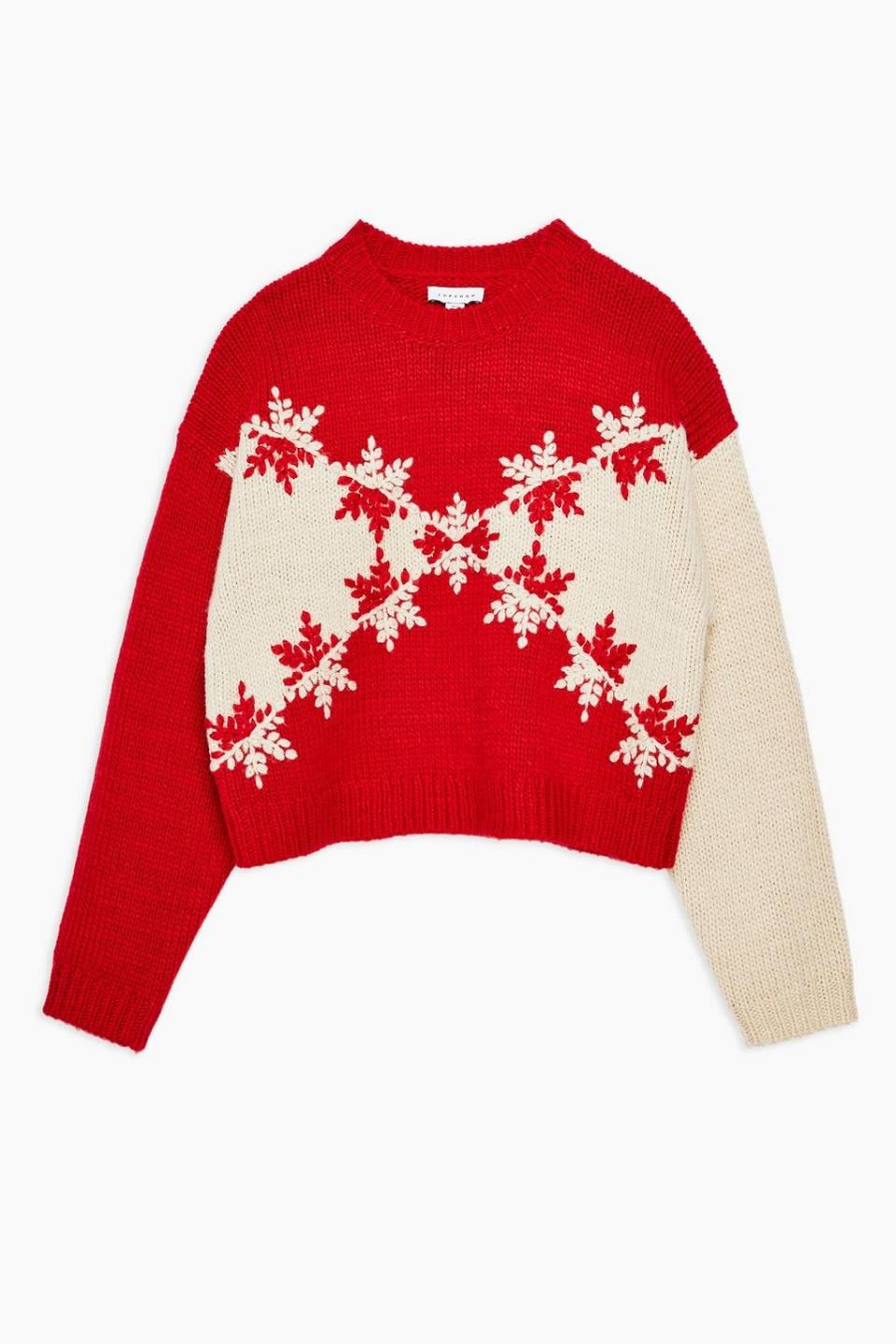 Topshop Christmas Snowflake Chevron Jumper. (Photo: Topshop)