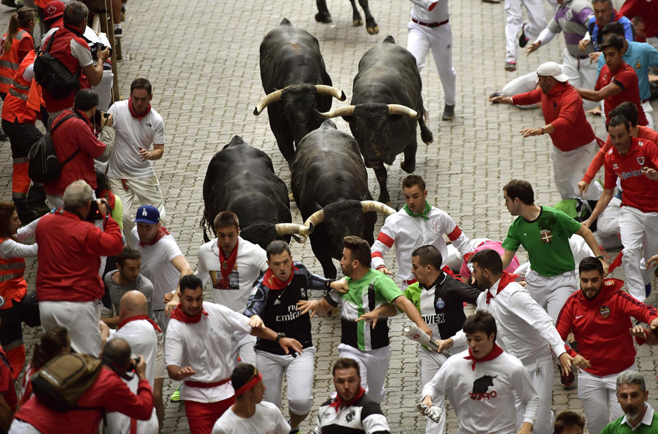 Running of the Bulls in Pamplona, Spain