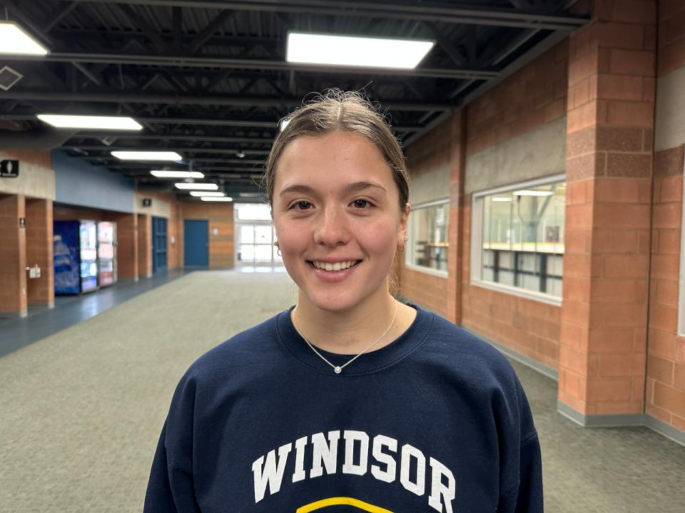 Maggie Mitani was just 18 when she was diagnosed with thyroid cancer, after her teammates on the University of Windsor women's hockey team insisted she get a lump on her neck checked out.  (Meg Roberts/CBC - image credit)