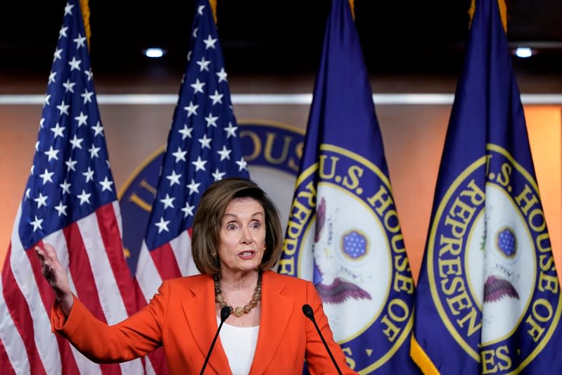 Speaker of the House Nancy Pelosi (D-CA) speaks ahead of a House vote authorizing an impeachment inquiry into U.S. President Trump in Washington