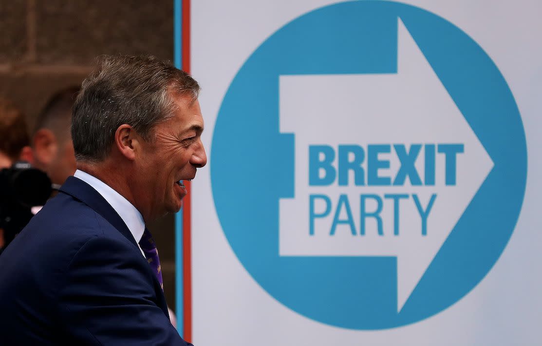 Nigel Farage's Brexit Party has come out on top of a new voting intention poll for the EU elections (Getty)