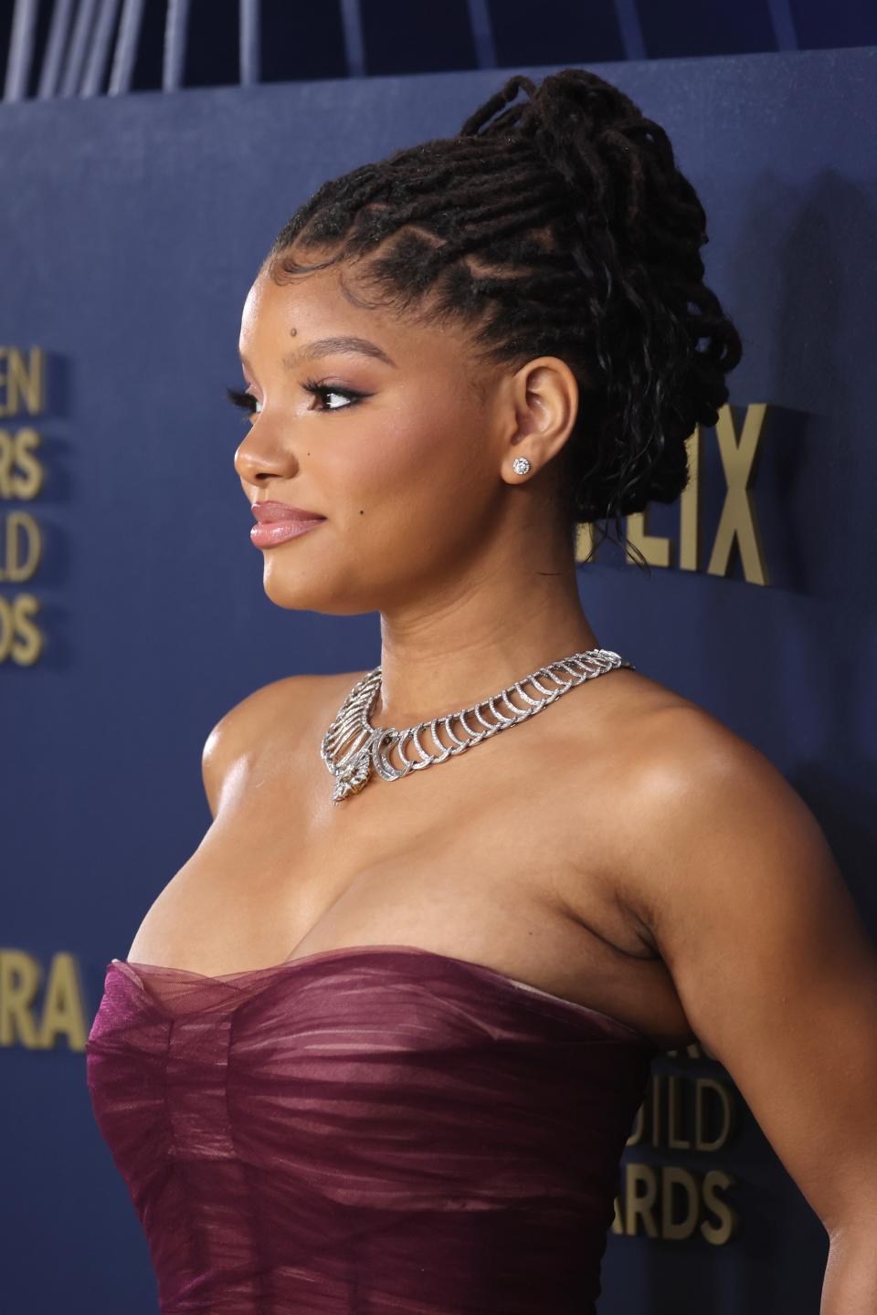 <h1 class="title">Halle Bailey Locs updo </h1><cite class="credit">Getty Images</cite>