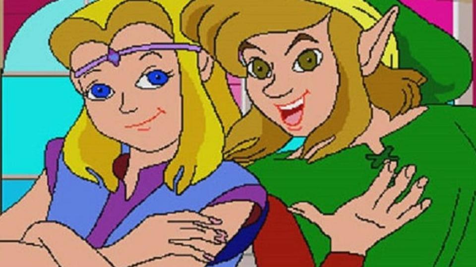 Zelda and Link looking terrifying in the ill-judged and badly animated Phillips CD-I game.