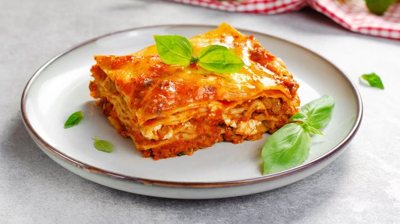 lasagna square on plate