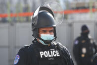 WASHINGTON, D.C., UNITED STATES - JANUARY 20, 2021: A US Capitol Police officer stands guard outside the Capitol Building. The inauguration ceremony for US President-elect Joe Biden and US Vice President-elect Kamala Harris takes place in Washington, D.C., on January 20, at noon local time (8pm Moscow time). Yegor Aleyev/TASS (Photo by Yegor Aleyev\TASS via Getty Images)