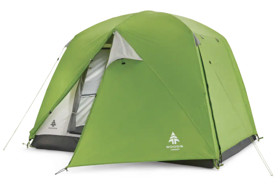 Woods Lookout 3-Season, 4-Person Camping Dome Tent. Image via Canadian Tire.