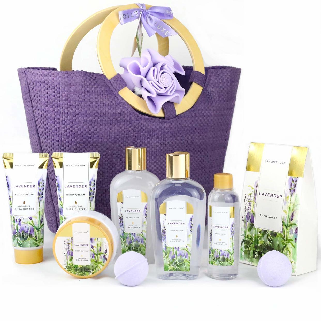 spa luxetique spa gift basket, gifts for mom