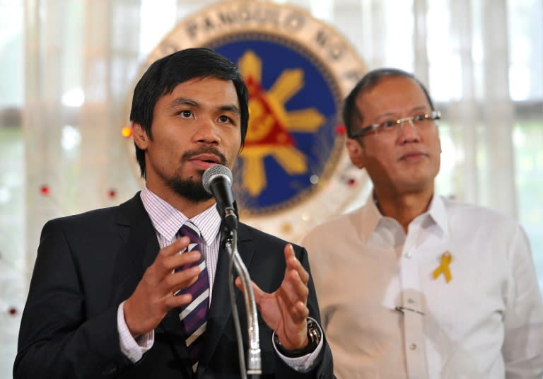 Philippine boxing hero and congressman Manny Pacquiao has announced his bid for a senate seat in national elections to be held in May next year