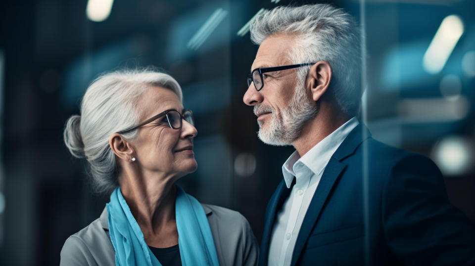 A closeup of a couple, highlighting the companies pension and life insurance solutions.