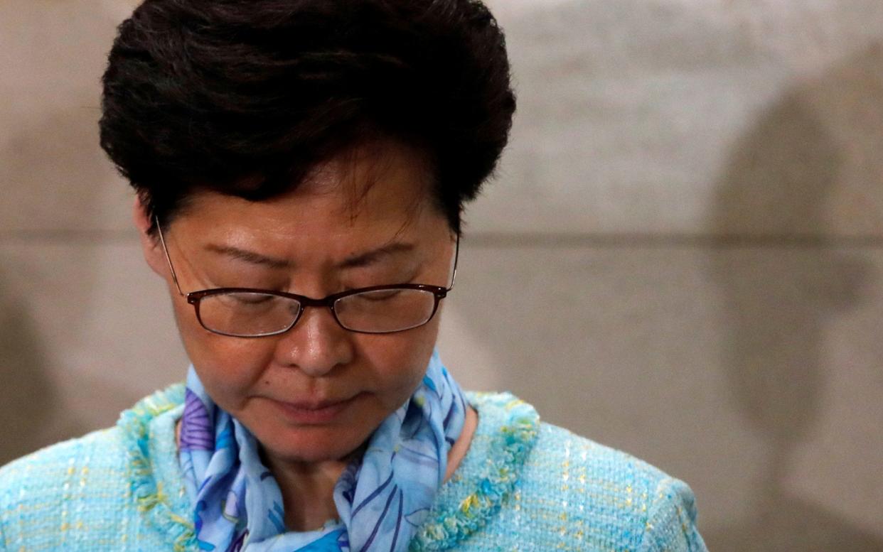 Hong Kong Chief Executive Carrie Lam speaks to media over an extradition bill in Hong Kong - REUTERS