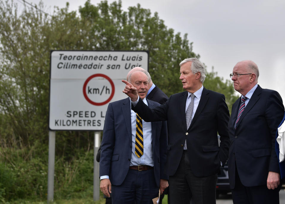 EU chief Brexit negotiator Michel Barnier visits the Irish border (Getty)