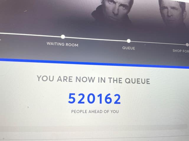 Screengrab taken from the Ticketmaster.ie website just after 8am showing someone at 520,000 in the queue