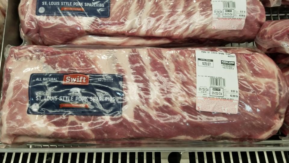 Swift pork ribs on display at Costco 