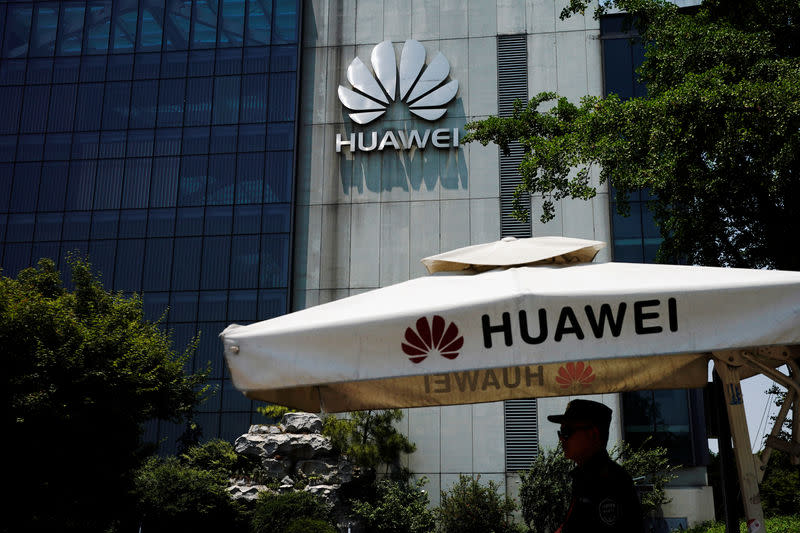 A Huawei company logo is seen at Huawei's Shanghai Research Center in Shanghai, China May 22, 2019. REUTERS/Aly Song