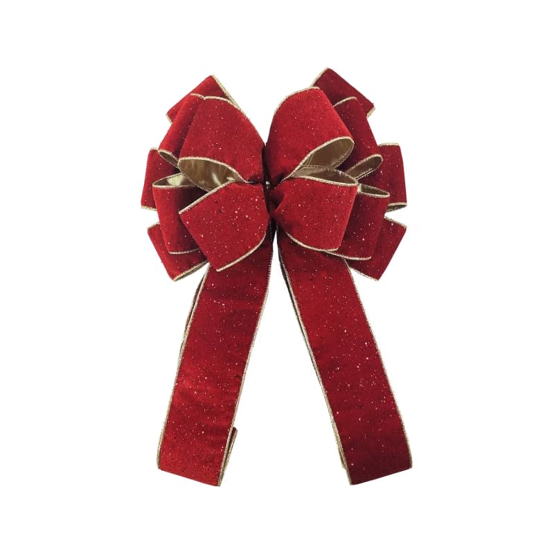 20.5" Red & Gold Double Face Décor Ribbon Bow