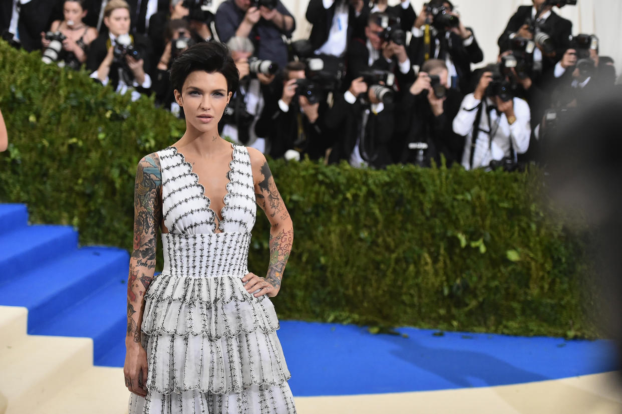 Ruby Rose at the Costume Institute Gala at the Metropolitan Museum of Art in May. (Photo by Mike Coppola/Getty Images)