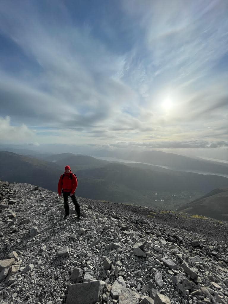Ciaran on top of Ben Nevis in May 2022, where he took his last chemo tablet. (PA Real Life)