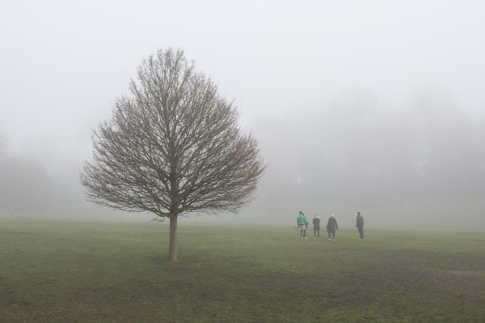 Foggy weather on Hampstead Heath in north London.  Picture date: Monday December 28, 2020. Photo credit should read:  Matt Crossick/Empics