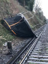 Network Rail Kent released a photo of a trampoline on the railwayline between Sevenoat and Orpington. (PA)