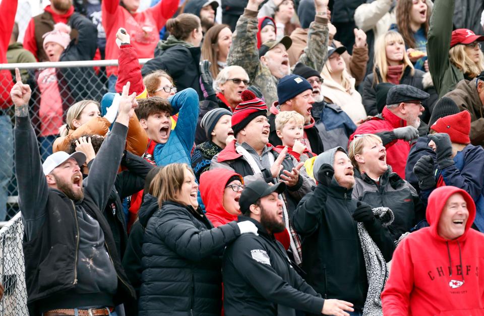 Scenes from Reeds Spring's 49-20 win over Sullivan in a Class 3 state semifinal football game on Saturday, Nov. 26, 2022, in Reeds Spring, Missouri.