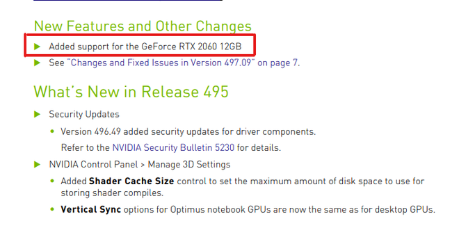 Na documentação do driver mais recente, a Nvidia confirma a existência da RTX 2060 de 12 GB (Imagem: Nvidia)