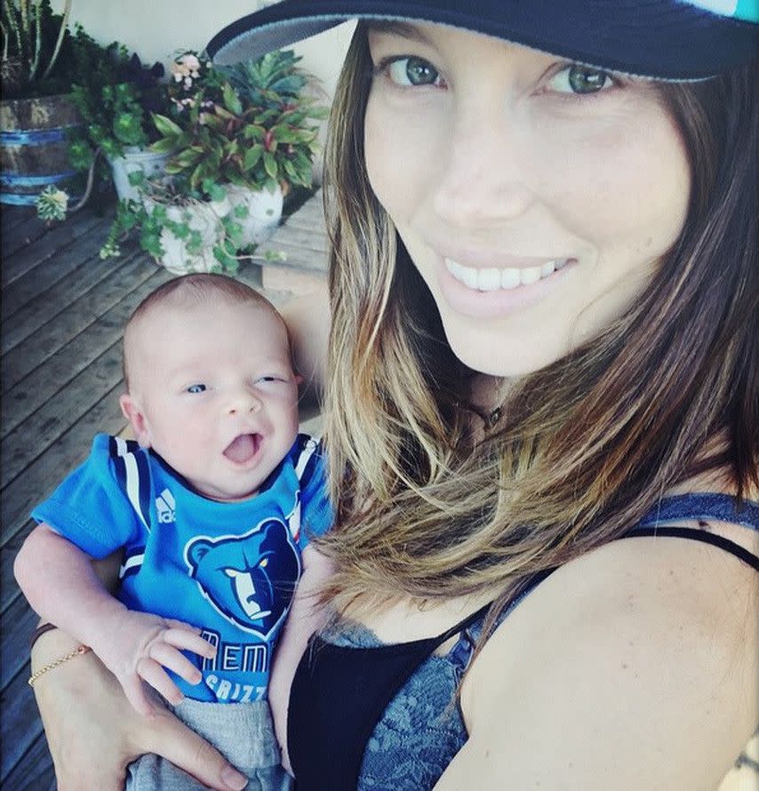 Just days after Justin Timberlake and Jessica Biel became proud new parents, the couple took to Instagram to introduce their little bundle of joy to the world. Meet Silas Randall Timberlake! The singer posted the snap of his wife holding their son, who was dressed in a Memphis Grizzlies basketball shirt! "The Timberlakes are ready!!! GO GRIZZ! #GritNGrind #Playoffs #BabyGrizzROAR," Justin captioned the snap on April 19, 2015.