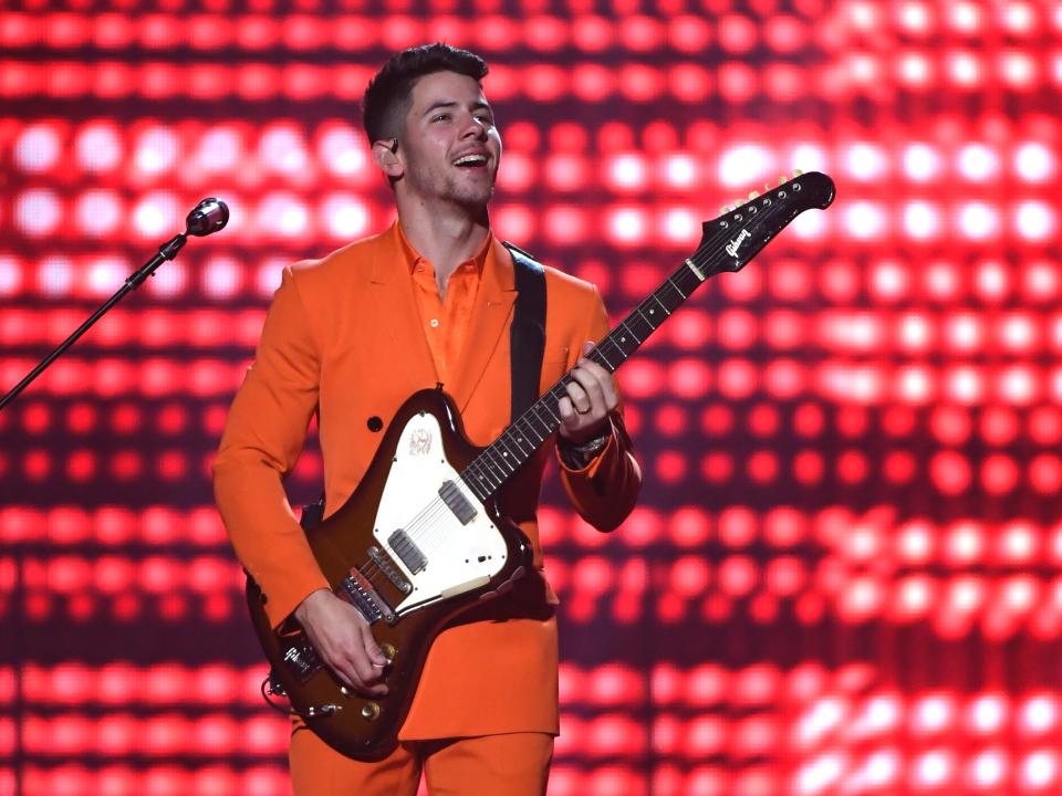 Nick Jonas performs with the Jonas Brothers on 18 October 2019 in Las Vegas, Nevada (Ethan Miller/Getty Images)