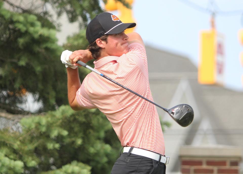 Brighton's Andrew Daily tied for eighth in the state Division 1 golf tournament Saturday, June 10, 2023 at The Meadows in Allendale.