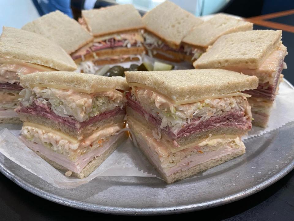 A platter of Sloppy Joes at Town Hall Deli