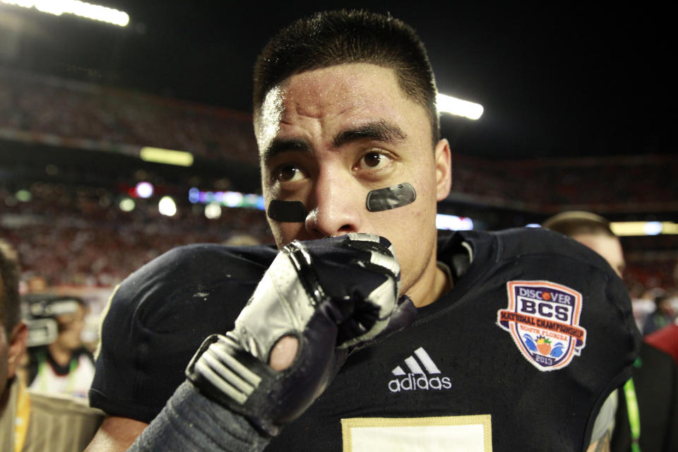 Manti Te'o was a part of one of the wildest stories in sports history. (Nuccio DiNuzzo/Chicago Tribune/Tribune News Service via Getty Images)