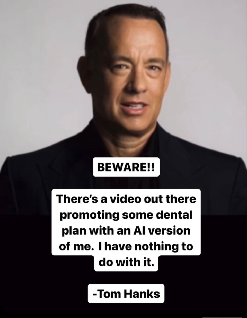 AI Tom Hanks in a new promotional video (Instagram)