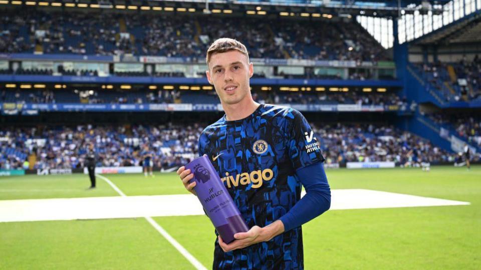 Cole Palmer with the Premier League young player of the season award