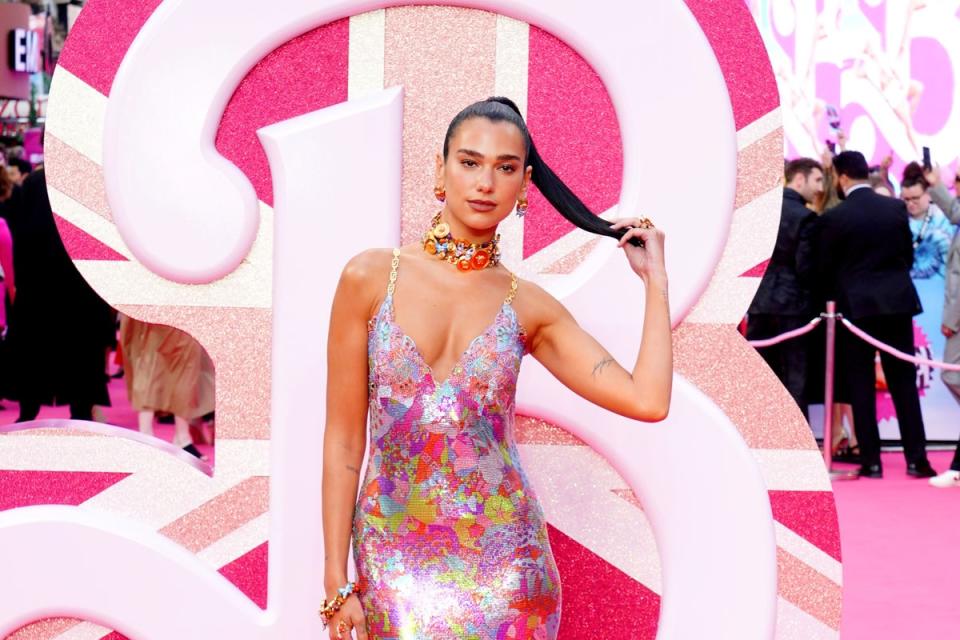 Dua Lipa at the European premiere of ‘Barbie’ (PA Wire)