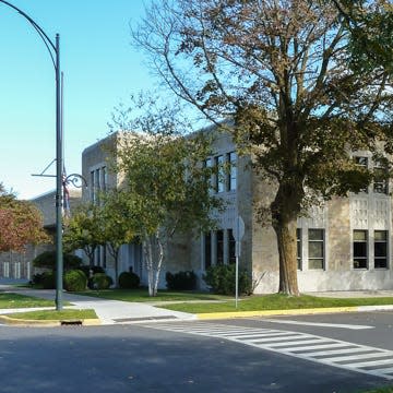 Charlevoix's city hall is shown.