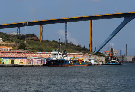 The 7-Seas supply ship (C), which was scheduled to transport aid to Venezuela is docked in the port of Willemstad on the island of Curacao, February 24, 2019. REUTERS / Henry Romero