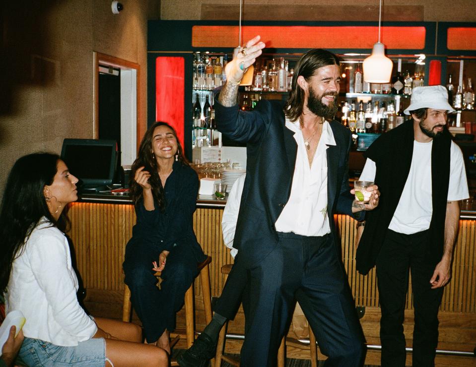 Our best friend Ariel pulled together an impromptu after-party following our rehearsal dinner in the lobby bar of our hotel. Pictured here our dear friends from Los Angeles, Brock Korsan, Pedro Cavaliere (who also deejayed our wedding), and Dani de la Fe.