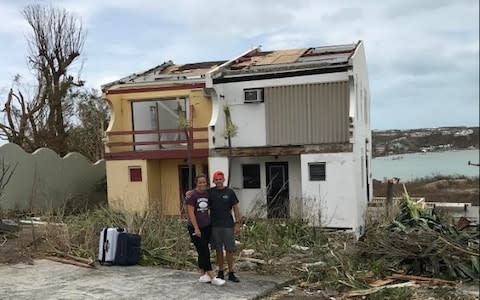 The Zengers outside their home in St Maaren after Irma