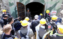 Journalists look around the 3rd tunnel of Punggye-ri nuclear test ground before it is blown up during the dismantlement process in Punggye-ri, North Hamgyong Province, North Korea May 24, 2018. News1/Pool via REUTERS. ATTENTION EDITORS - THIS IMAGE HAS BEEN SUPPLIED BY A THIRD PARTY. SOUTH KOREA OUT. NO RESALES. NO ARCHIVE. TPX IMAGES OF THE DAY