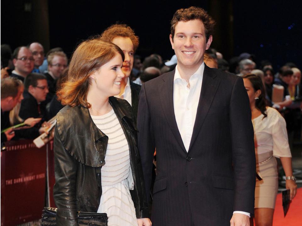 Princess Eugenie and Jack Brooksbank in London in 2012 at the premiere of "Dark Knight Rises"