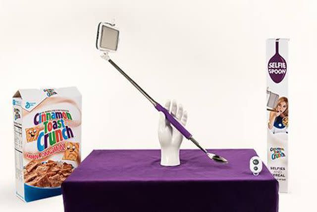 <p>What signifies the death of a trend? When I saw this <a href="http://cinnamontoastcrunch.tumblr.com/selfiespoon" rel="nofollow noopener" target="_blank" data-ylk="slk:selfie spoon;elm:context_link;itc:0;sec:content-canvas" class="link ">selfie spoon</a>, I thought that maybe we had taken this whole selfie thing too far and this was the beginning of the end. Do we really need this photographic angle when sharing pictures of ourselves shoving food into our mouths? This might be the most perplexing of food inventions.<br></p><p><i>PHOTO: COURTESY OF CINNAMON TOAST CRUNCH/GENERAL MILLS</i><br></p><p><b>Related: <b><i><a href="http://www.refinery29.com/macaroni-and-cheese-recipes?utm_source=yahoofood&utm_medium=syndication&utm_campaign=related" rel="nofollow noopener" target="_blank" data-ylk="slk:The Weirdest, Most Delicious Mac & Cheese Hacks You’ve Ever Seen;elm:context_link;itc:0;sec:content-canvas" class="link ">The Weirdest, Most Delicious Mac & Cheese Hacks You’ve Ever Seen</a></i></b></b></p>