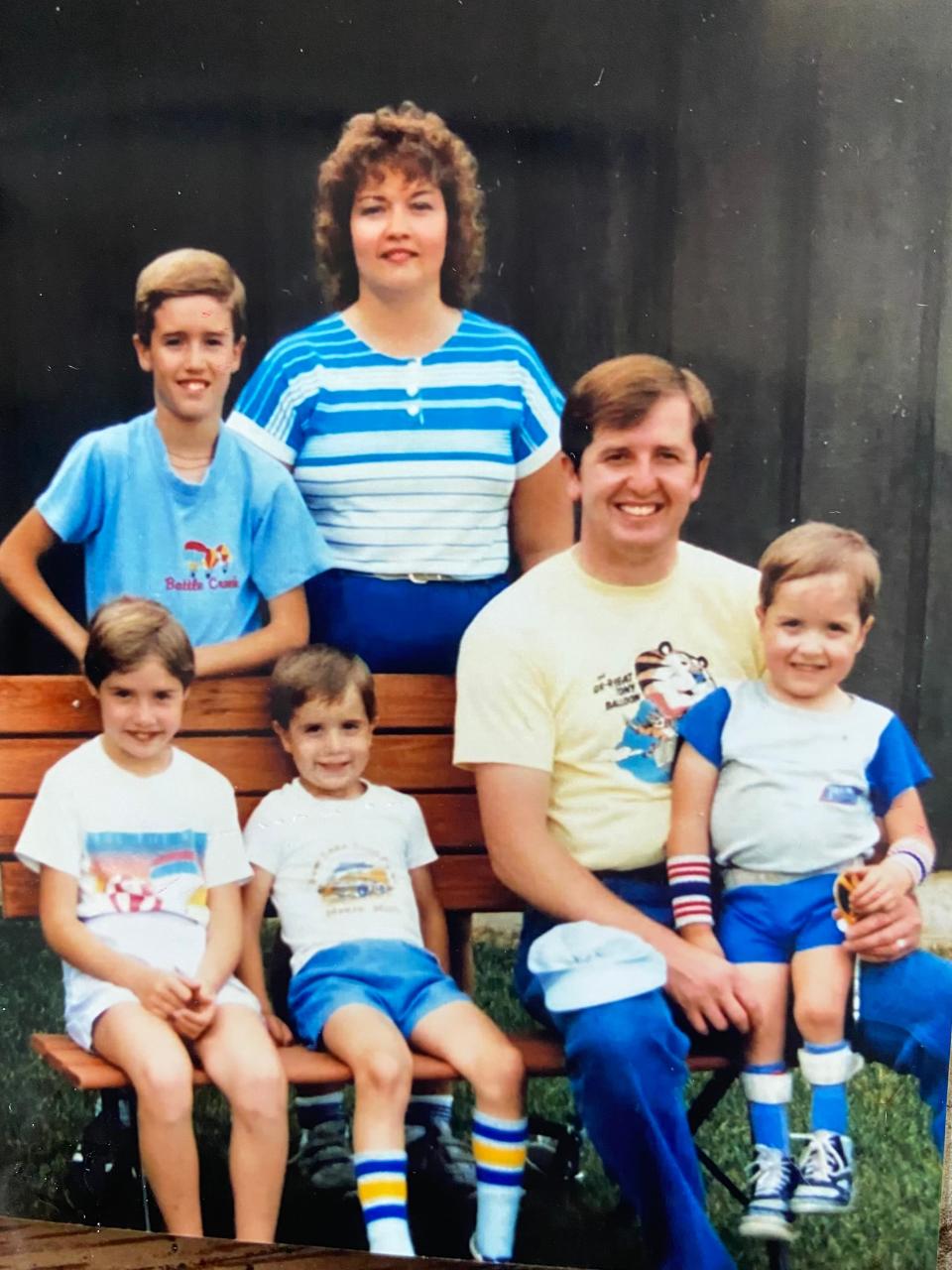 This 1987 photo shows the Rolfe family. Clockwise from top left are Patrick, Cindy, Pat, Russell, Michael and Jennifer.